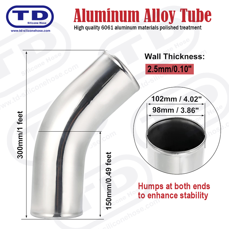 Aluminium pijp 45 ° elleboog OD: 4.0 